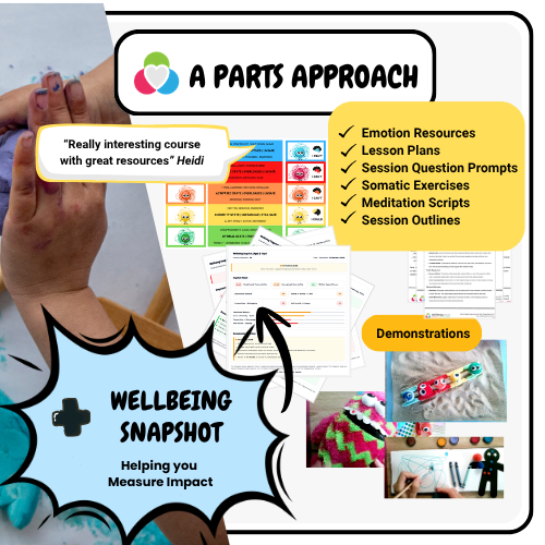 Trauma-informed Parts Work training for school staff and practitioners. Based on IFS theory, using creative and somatic techniques. CPD certificate included. £39.99 or free with membership.