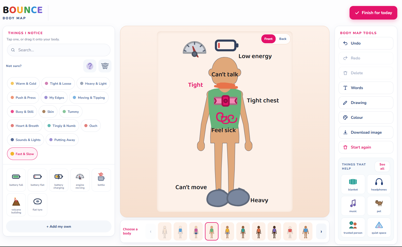 The KidZone Body Map tool