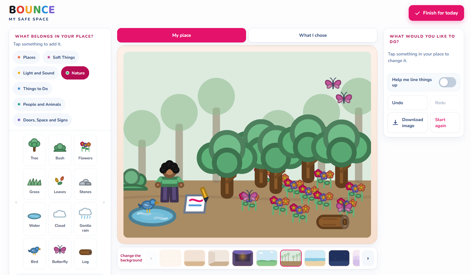 The KidZone My Safe Space tool