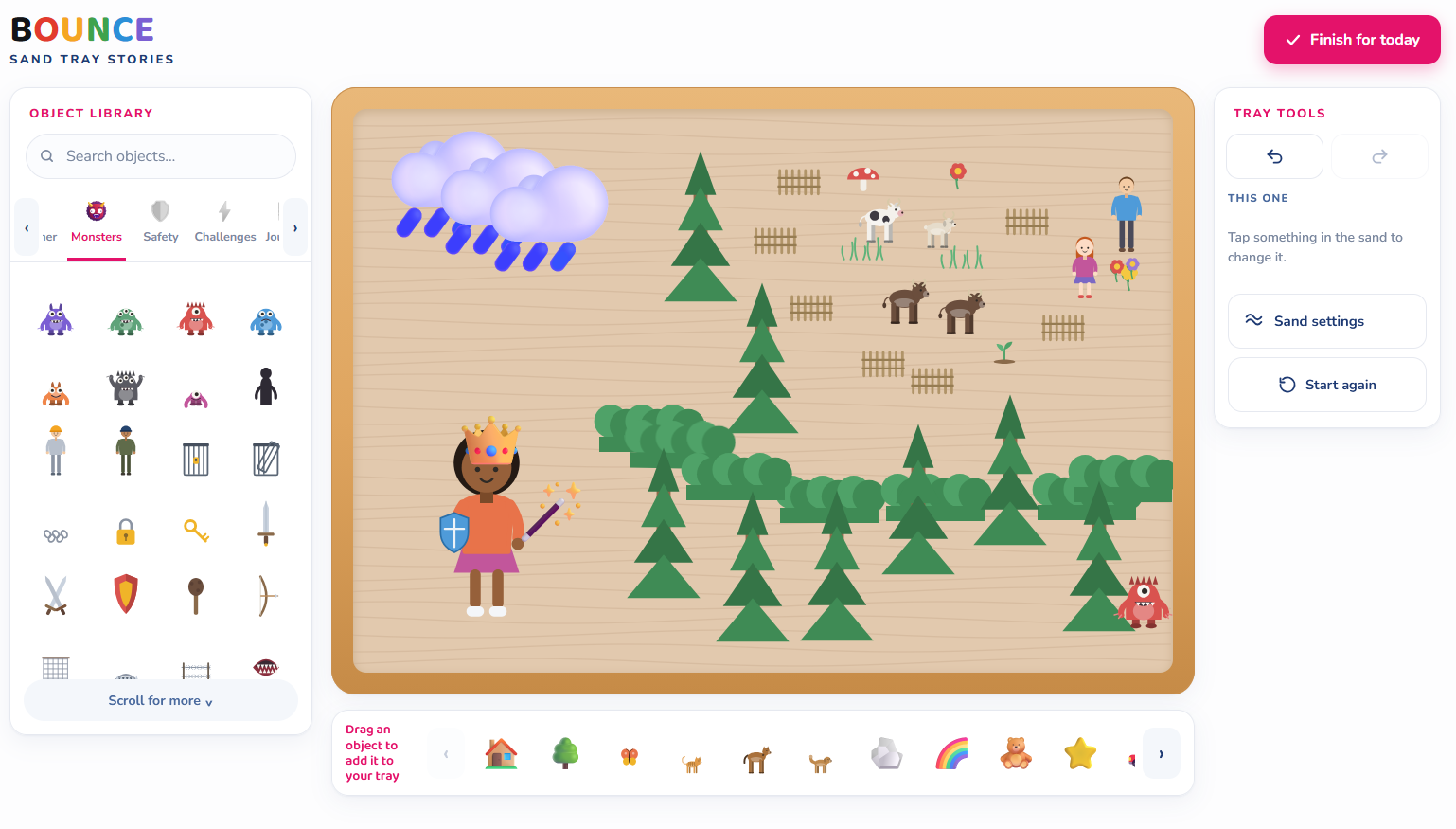 The KidZone Sand Stories tool