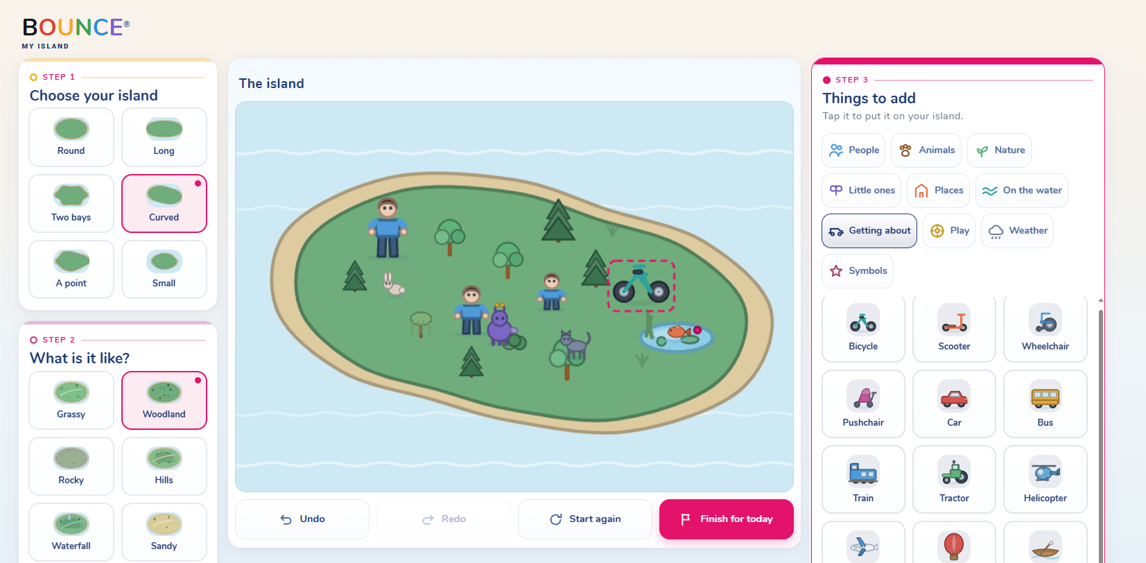 The KidZone My Island tool