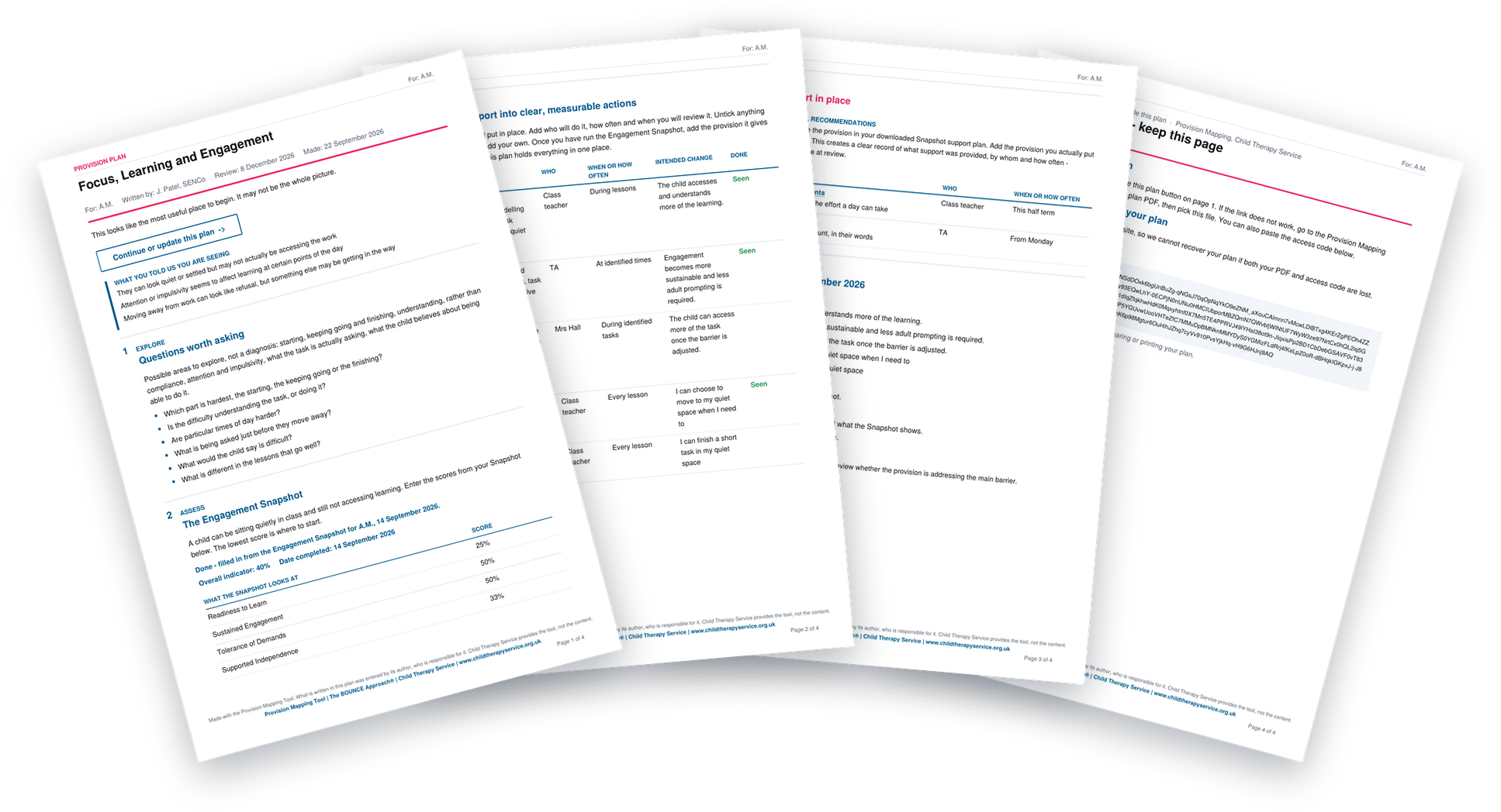 The pages of a finished provision plan fanned out