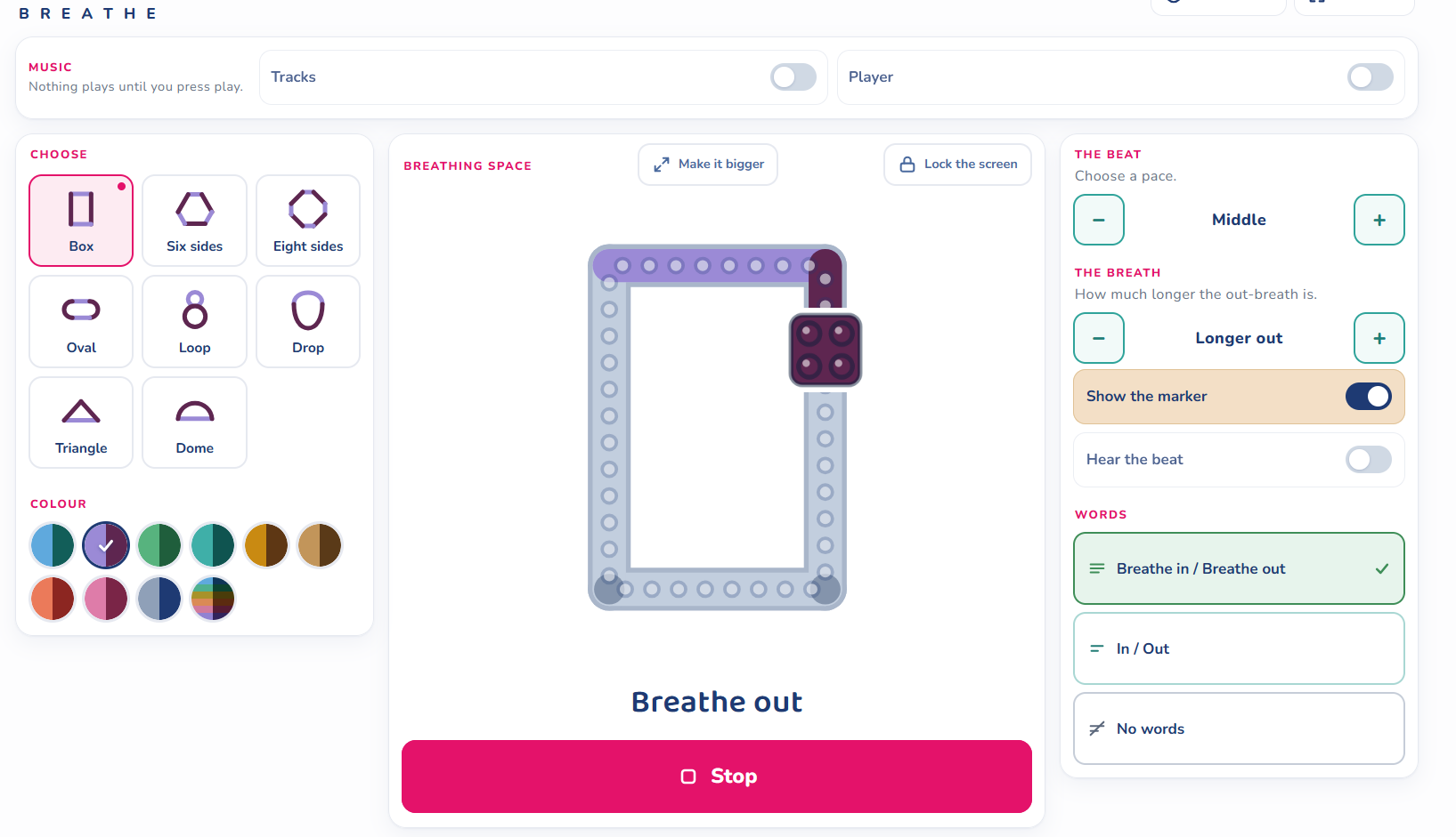 Breathe: follow the bricks round the shape and breathe along